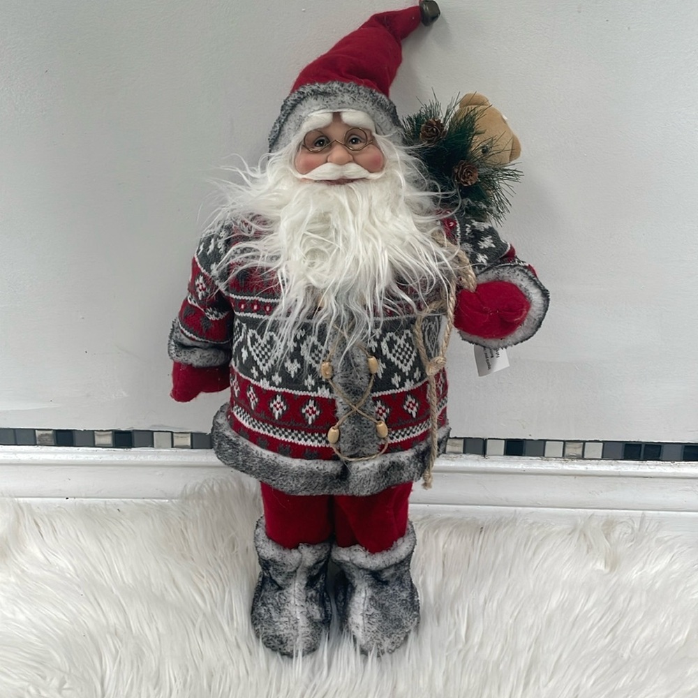 Beautiful 18” Santa Claus with Gold Glasses and teddy Christmas Decor